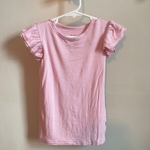 Little Sleepies Pink Bamboo Top | 3T | Ruffle Short Sleeve | Valentines